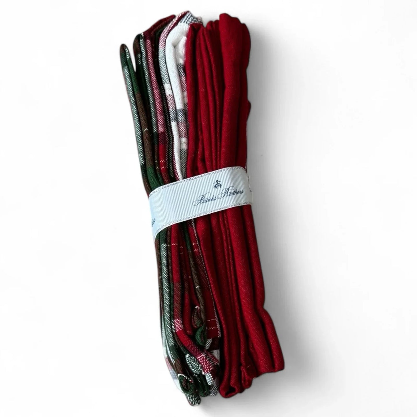 Brooks Brothers Table Napkins Christmas Plaid Cloth Holiday Red Green White Gold - Trendiez U ♥