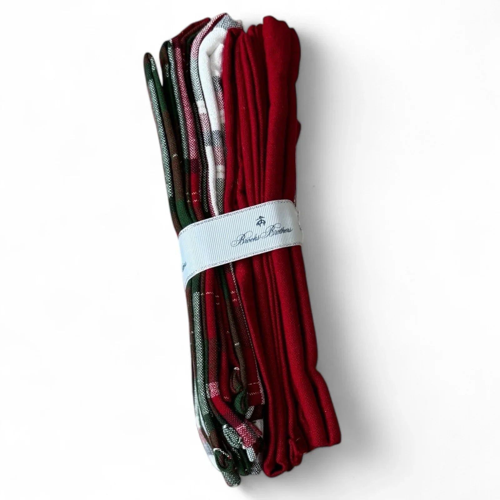 Brooks Brothers Table Napkins Christmas Plaid Cloth Holiday Red Green White Gold - Trendiez U ♥