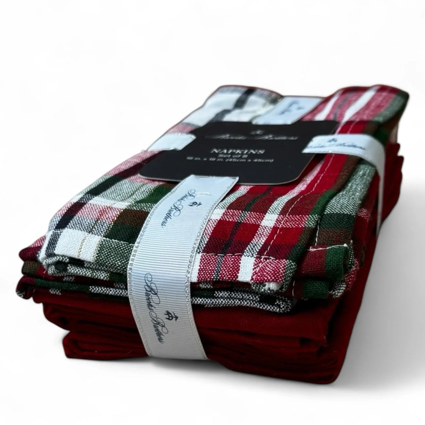 Brooks Brothers Table Napkins Christmas Plaid Cloth Holiday Red Green White Gold - Trendiez U ♥