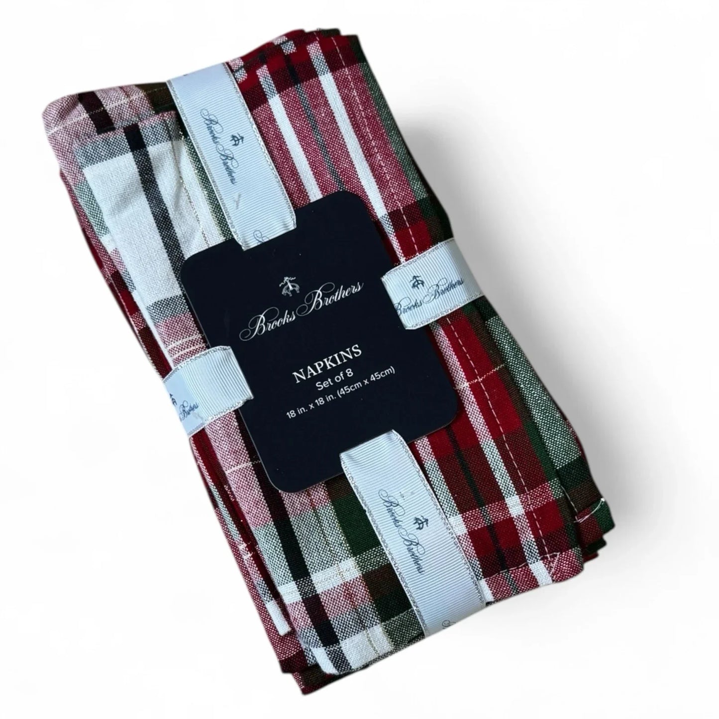 Brooks Brothers Table Napkins Christmas Plaid Cloth Holiday Red Green White Gold - Trendiez U ♥
