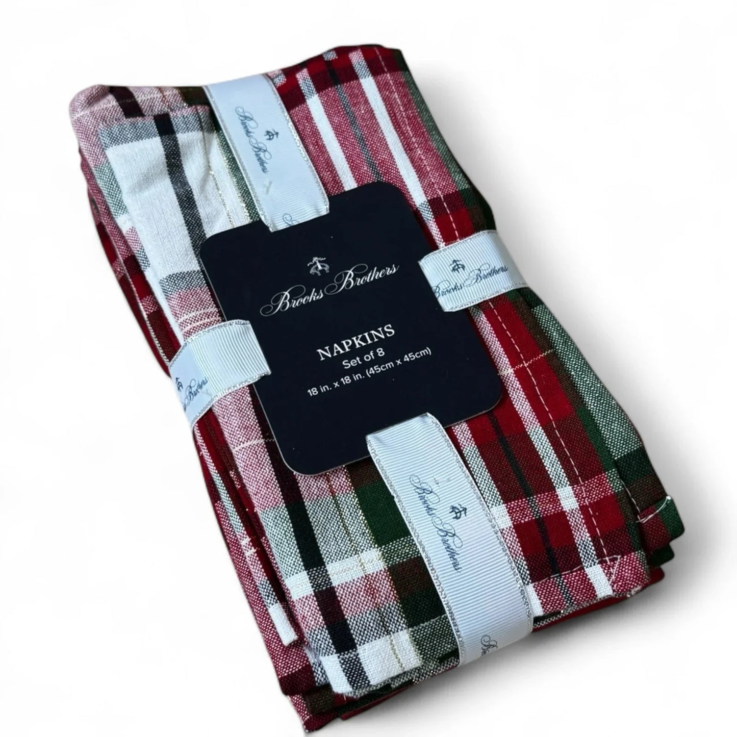 Brooks Brothers Table Napkins Christmas Plaid Cloth Holiday Red Green White Gold - Trendiez U ♥