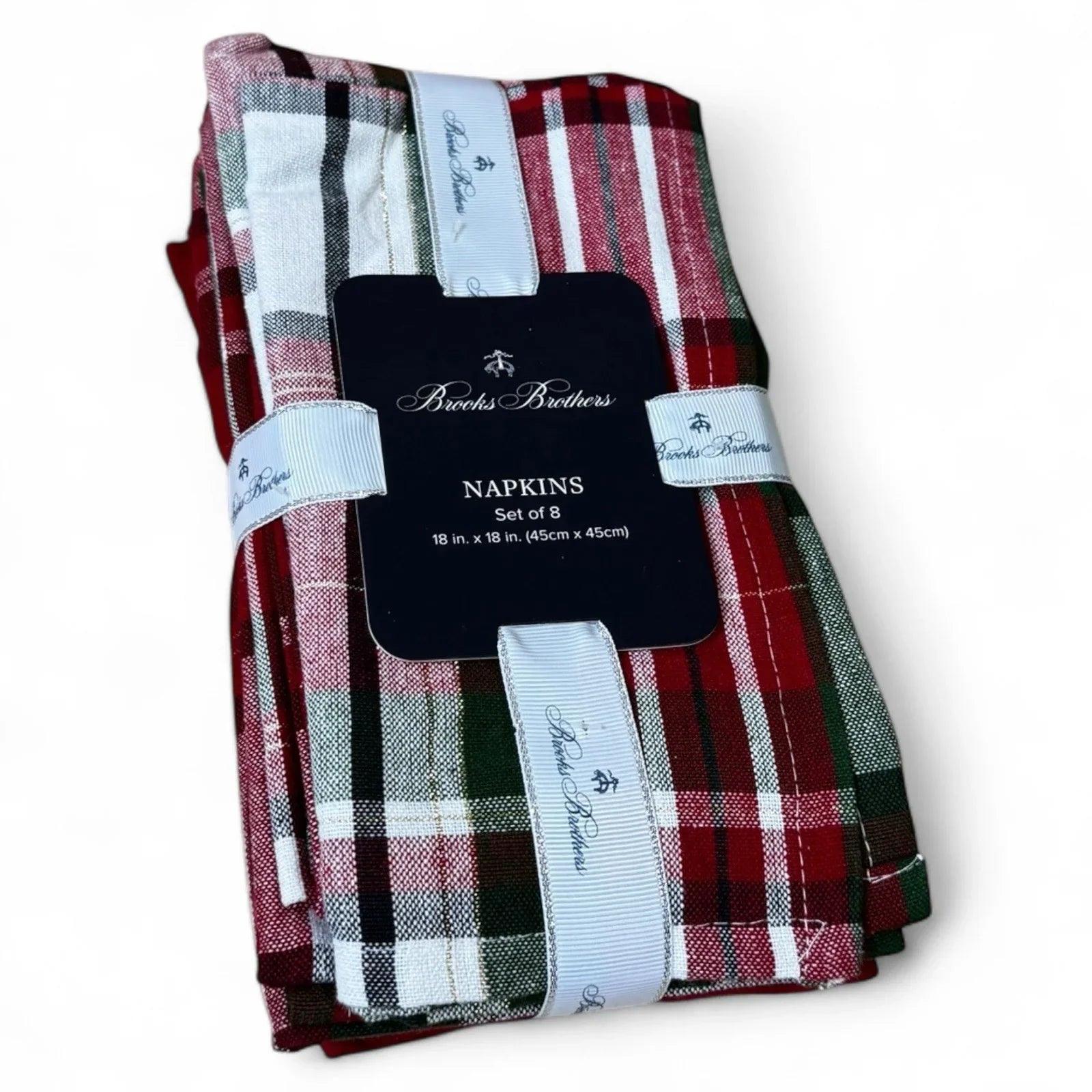 Brooks Brothers Table Napkins Christmas Plaid Cloth Holiday Red Green White Gold - Trendiez U ♥