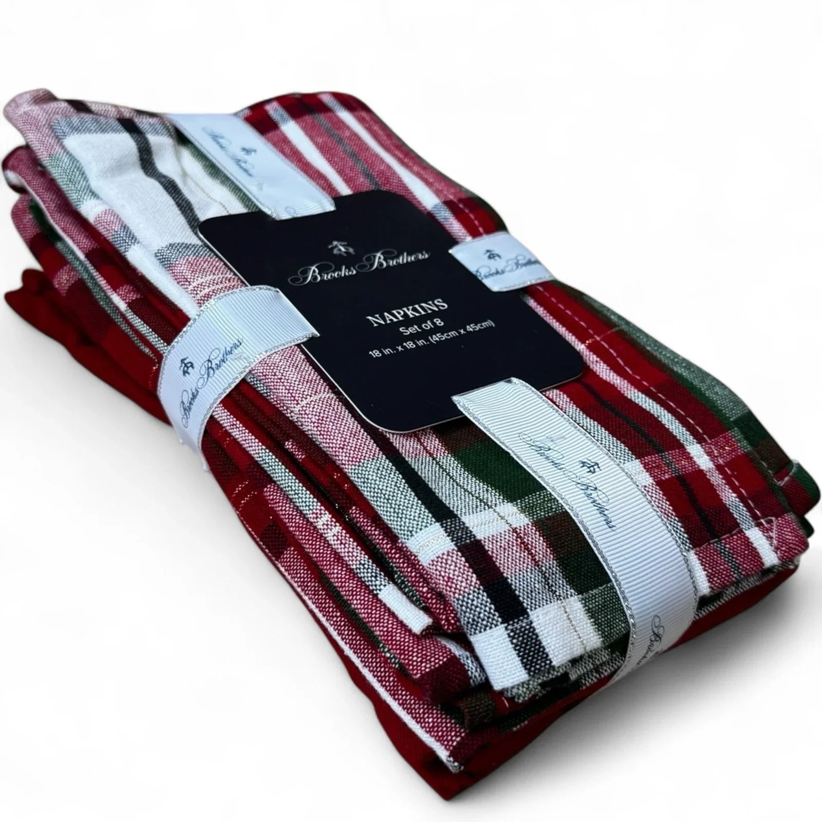 Brooks Brothers Table Napkins Christmas Plaid Cloth Holiday Red Green White Gold - Trendiez U ♥