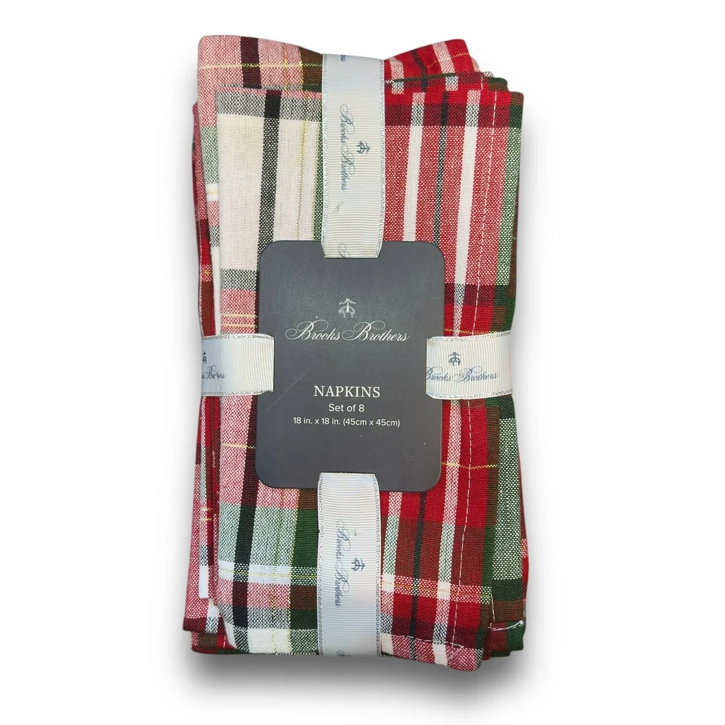 Brooks Brothers Table Napkins Christmas Plaid Cloth Holiday Red Green White Gold - Trendiez U ♥