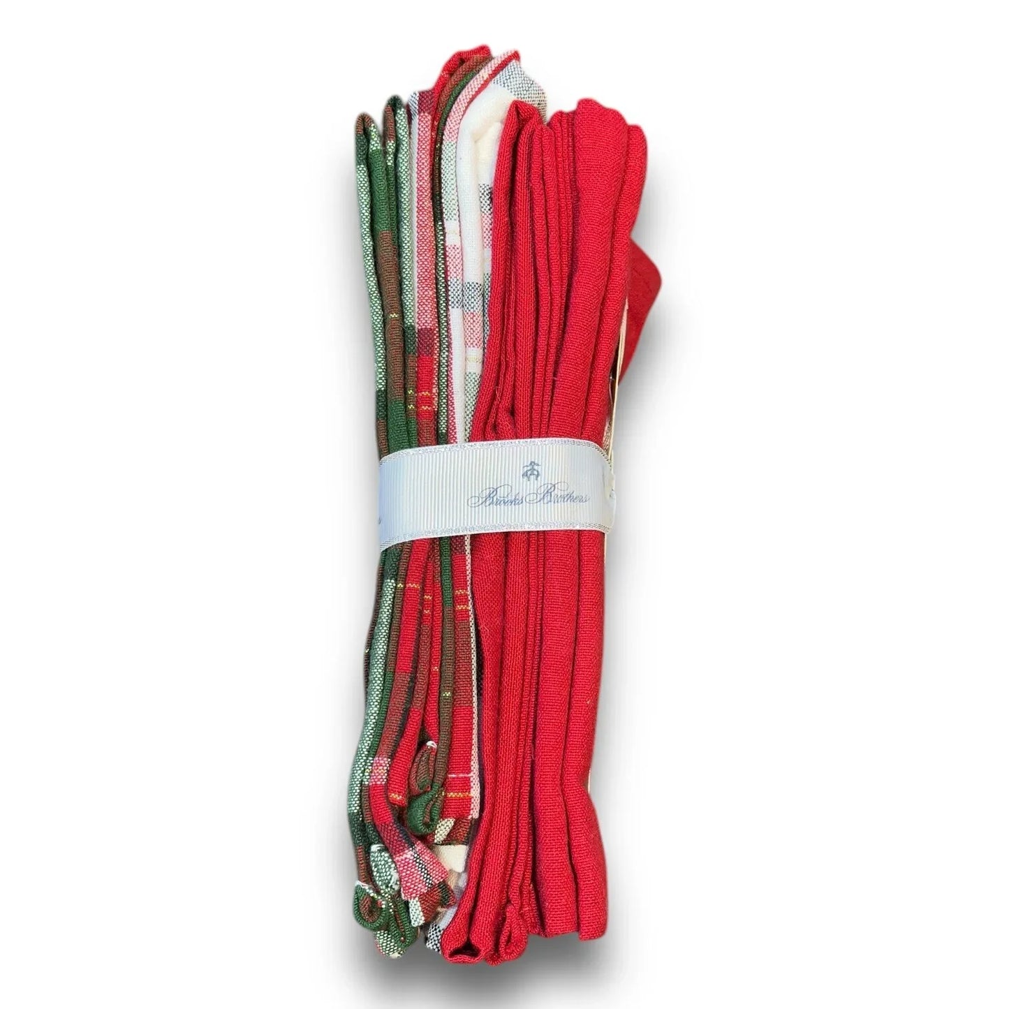 Brooks Brothers Table Napkins Christmas Plaid Cloth Holiday Red Green White Gold - Trendiez U ♥