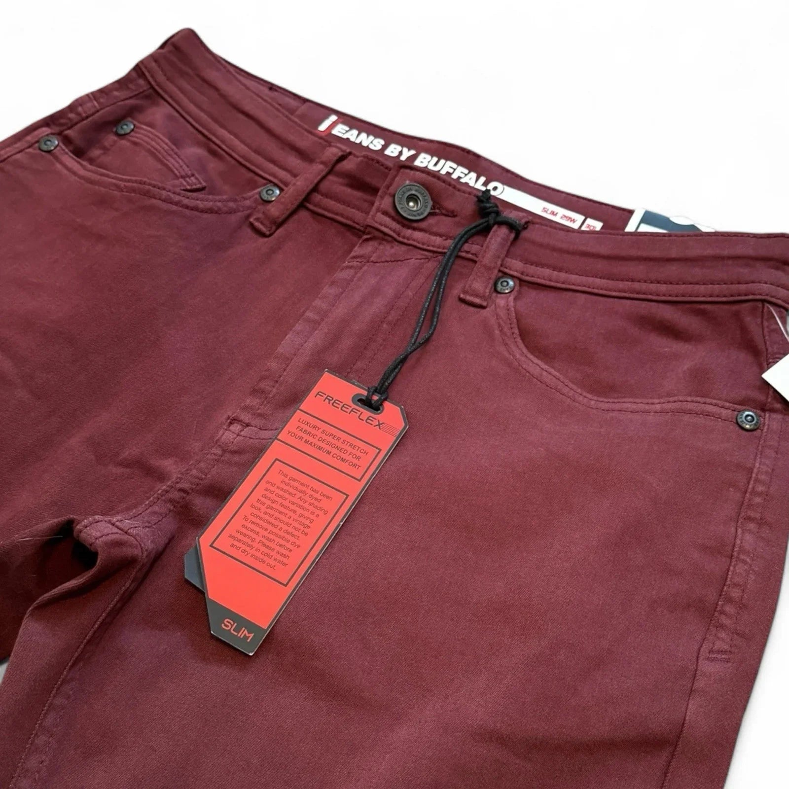 Buffalo David Bitton Straight Six Jeans – Men’s 29x30 Burgundy Free Flex - Trendiez U ♥
