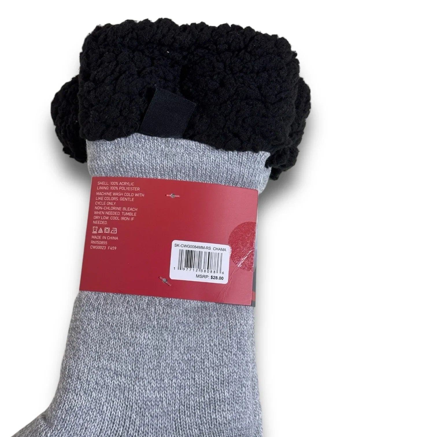 Canada Gear Men’s Lounge Socks – Sherpa Lined, Black/Gray Anti-Slip - Trendiez U ♥