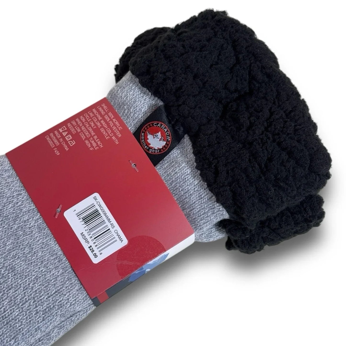 Canada Gear Men’s Lounge Socks – Sherpa Lined, Black/Gray Anti-Slip - Trendiez U ♥