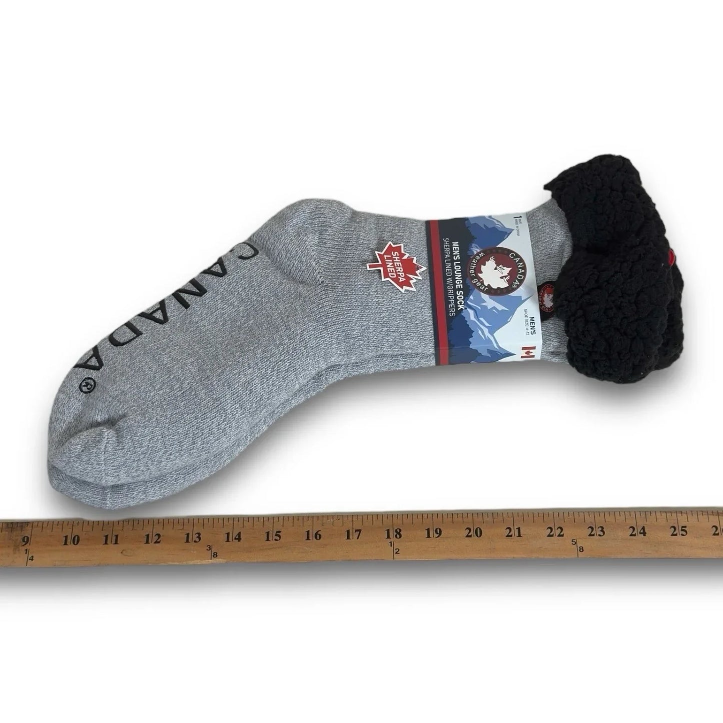 Canada Gear Men’s Lounge Socks – Sherpa Lined, Black/Gray Anti-Slip - Trendiez U ♥