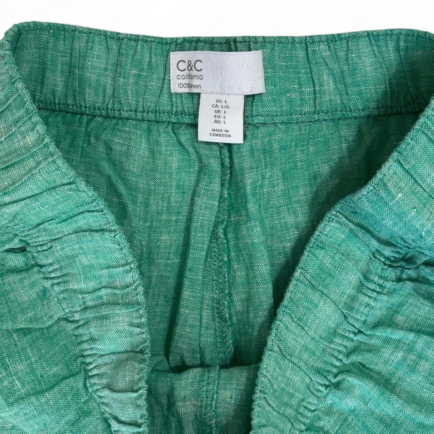C&C California Women’s Linen Shorts – Green, Size L - Trendiez U ♥