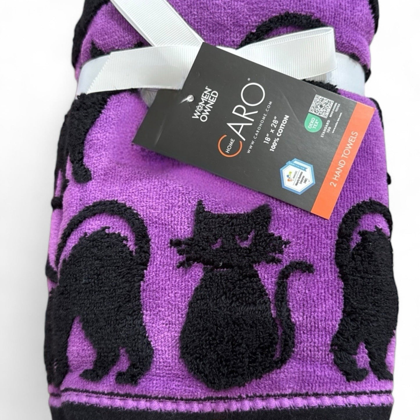 Caro Home Halloween Bathroom Hand Towels - Black Cats - 100% Cotton - Trendiez U ♥