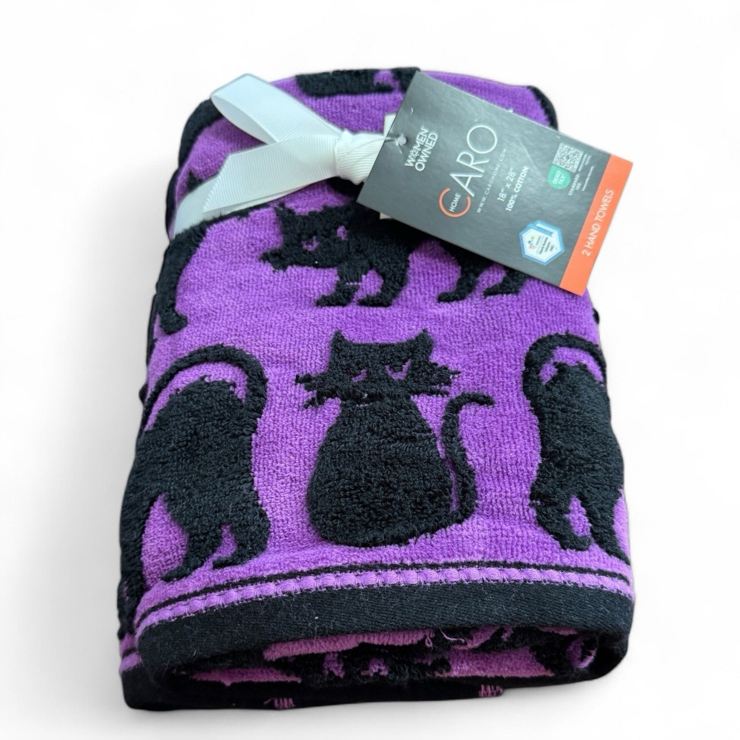 Caro Home Halloween Bathroom Hand Towels - Black Cats - 100% Cotton - Trendiez U ♥