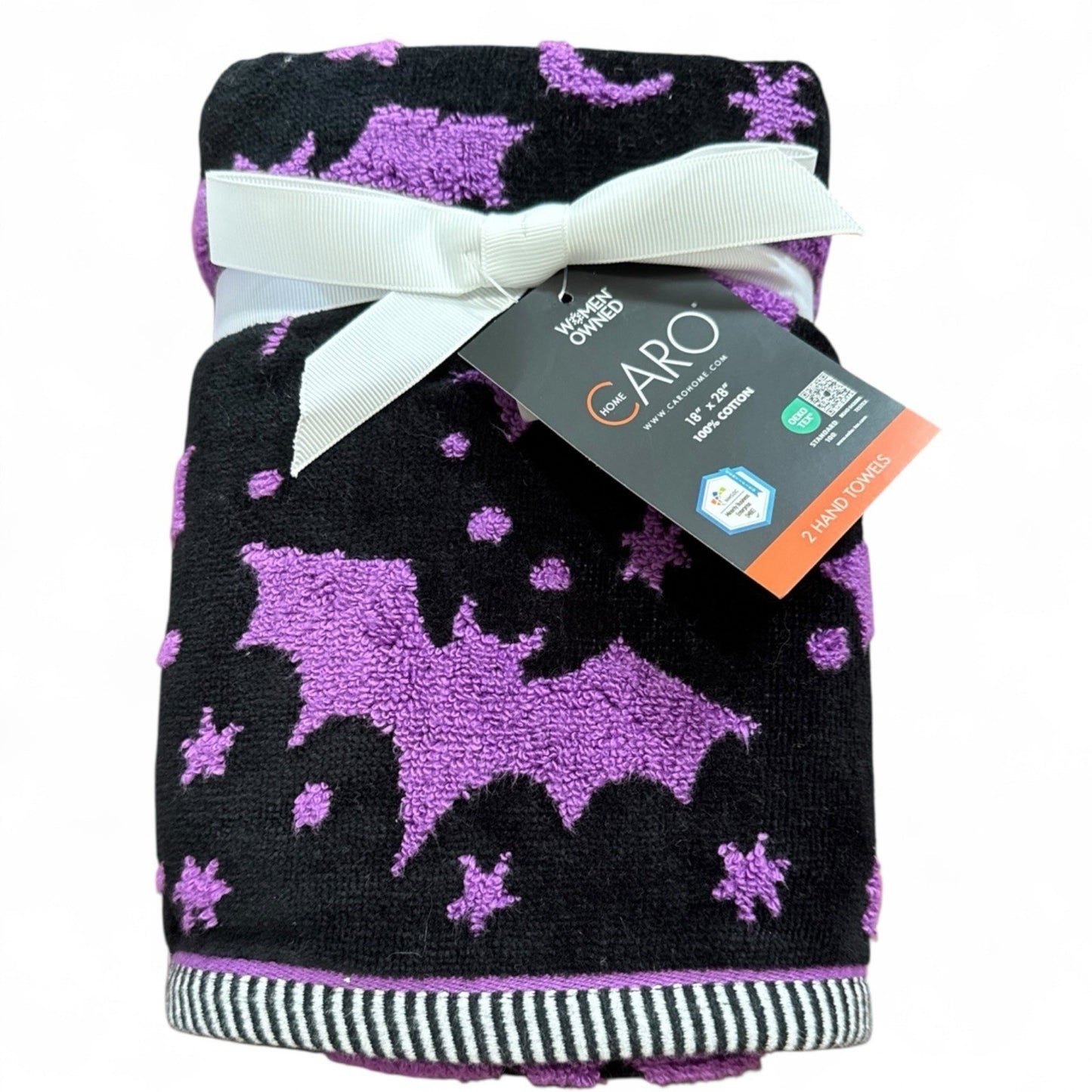 CARO Home Halloween Bathroom Hand Towels - Spooky Bats - 100% Cotton - Trendiez U ♥