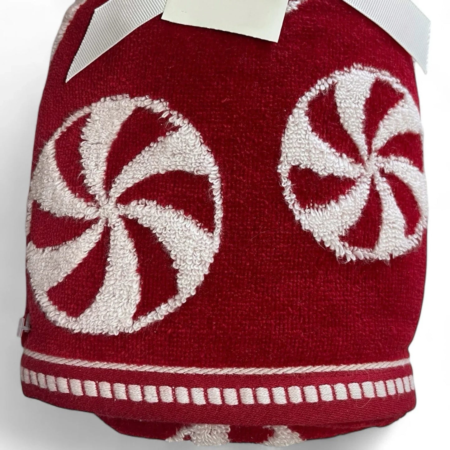 CARO - PEPPERMINT PRINT - RED/WHITE - HAND TOWELS SET OF 2 - NEW CHRISTMAS - Trendiez U ♥