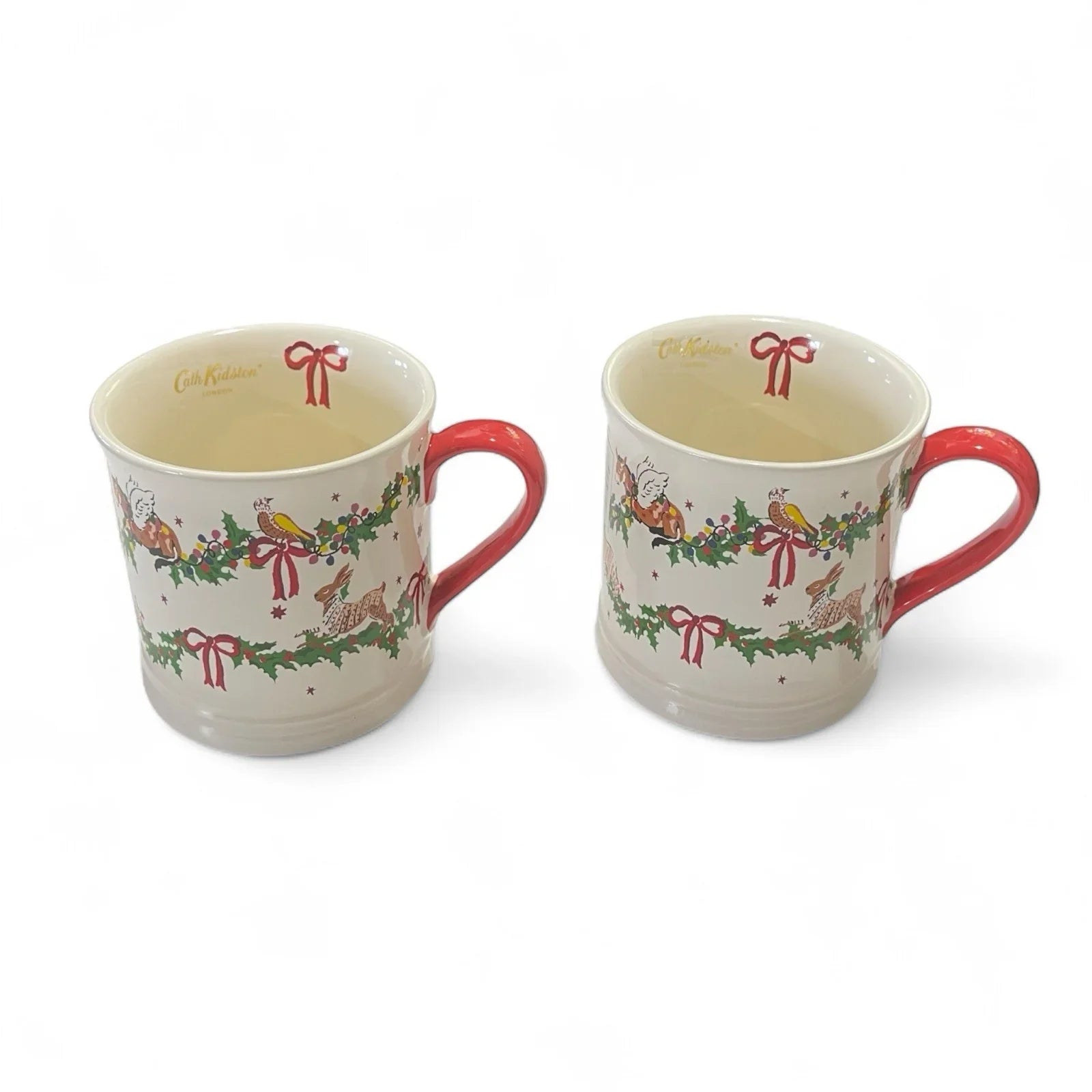Cath Kidston 2PC Christmas Red Bow Animal Garland Mug Holiday Vintage Inspired - Trendiez U ♥