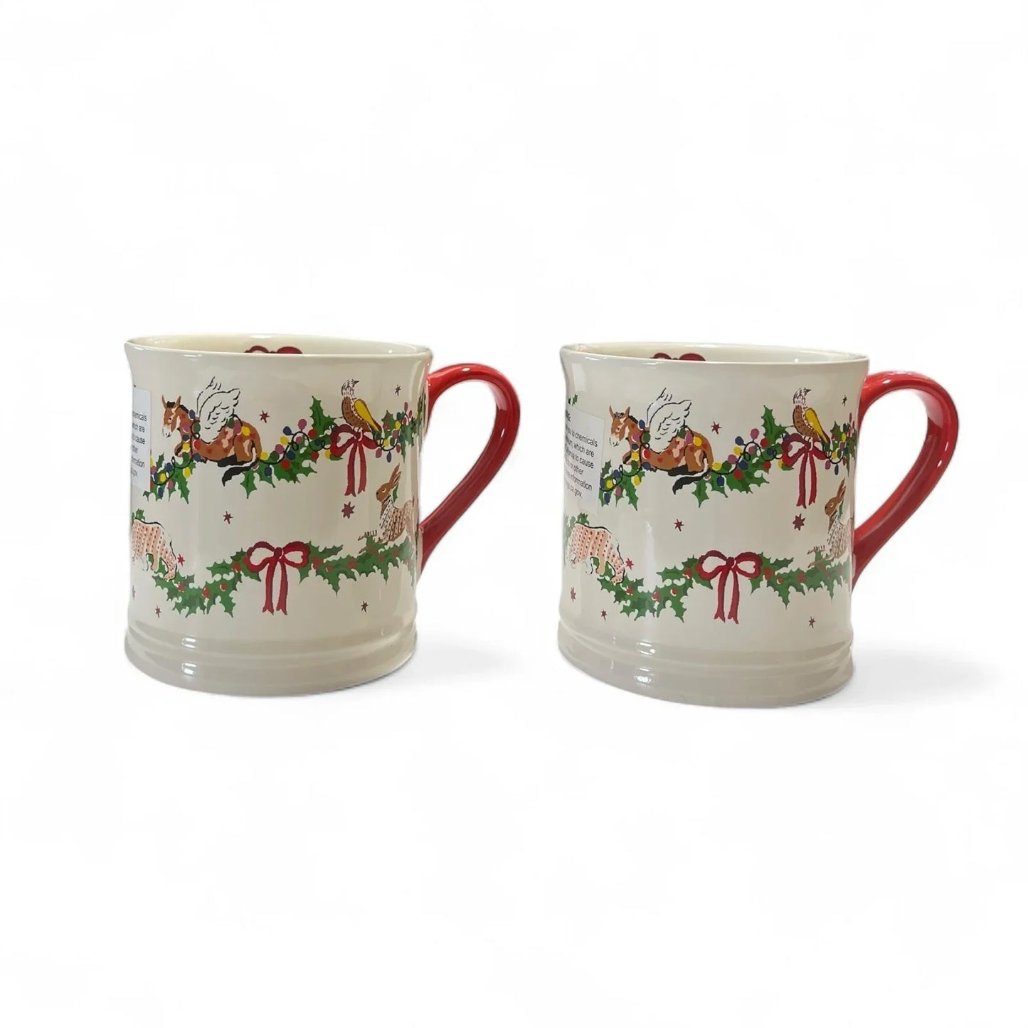 Cath Kidston 2PC Christmas Red Bow Animal Garland Mug Holiday Vintage Inspired - Trendiez U ♥