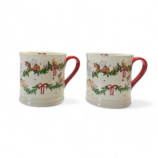 Cath Kidston 2PC Christmas Red Bow Animal Garland Mug Holiday Vintage Inspired - Trendiez U ♥