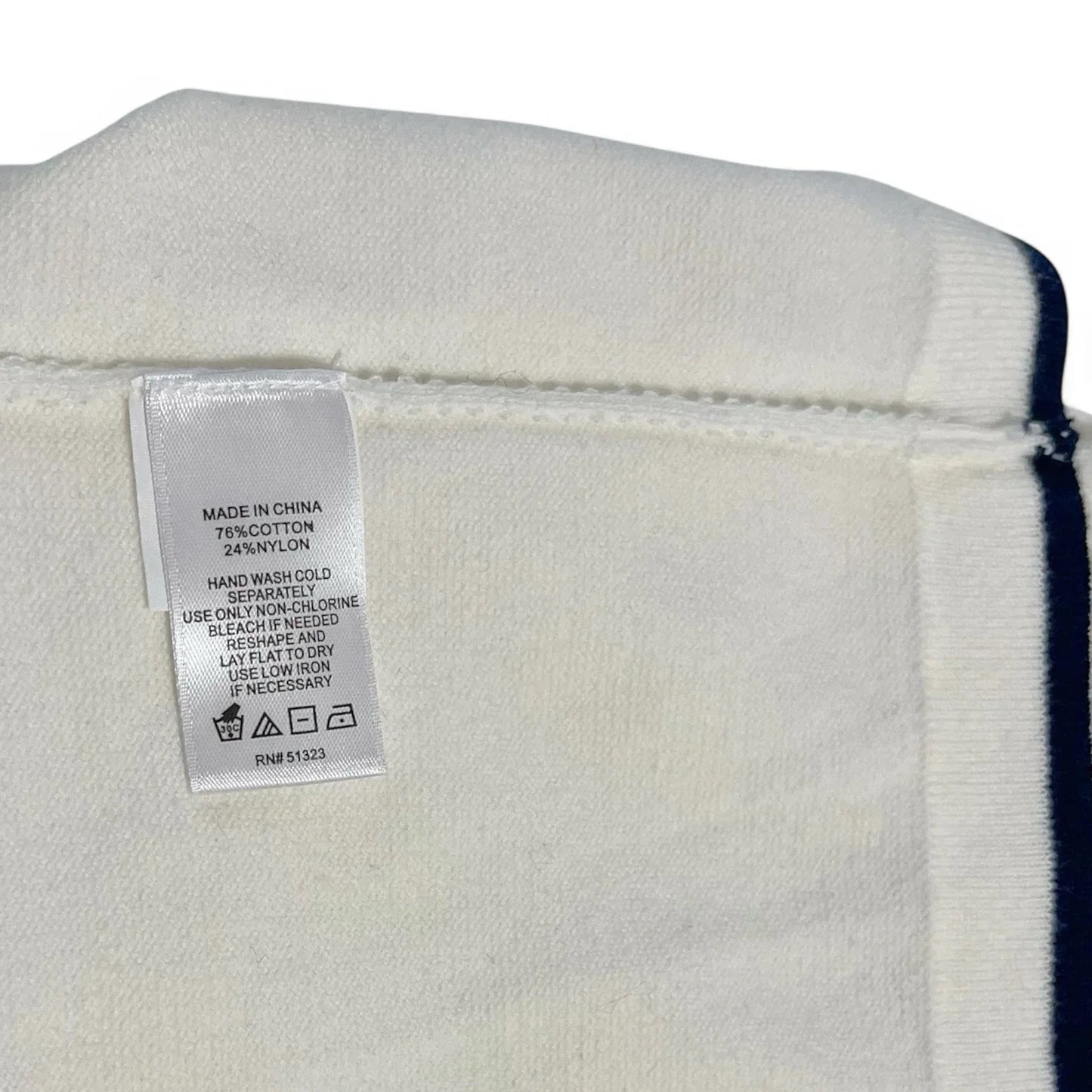 CeCe Puff Sleeve Knit Sweater Contrast Edge Cream and Classic Navy Blue Sz Small - Trendiez U ♥