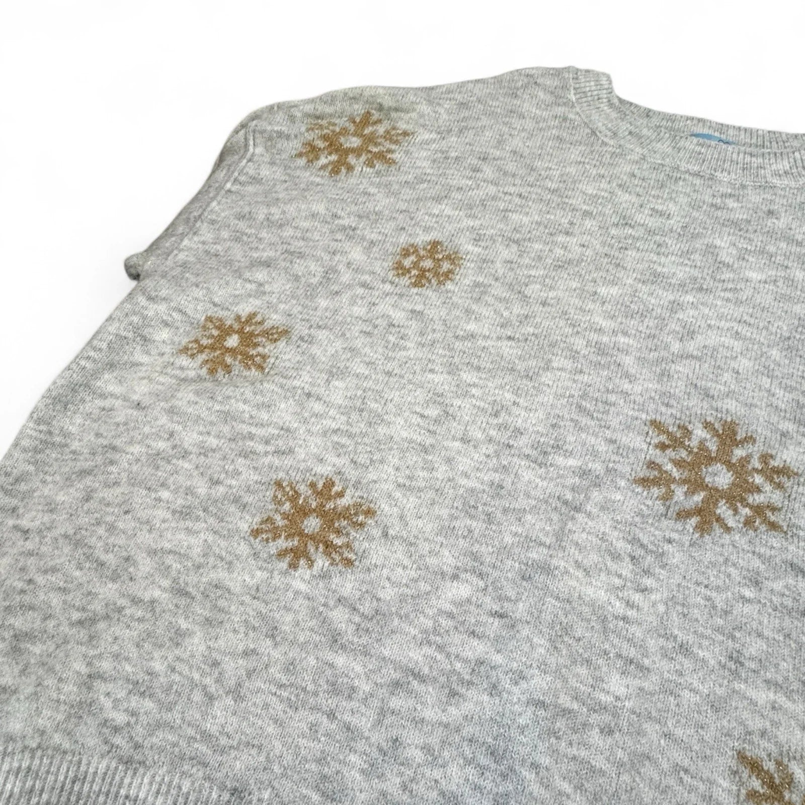 CeCe Women’s Sweater – Gray Snowflake Knit, Long Sleeve - Trendiez U ♥