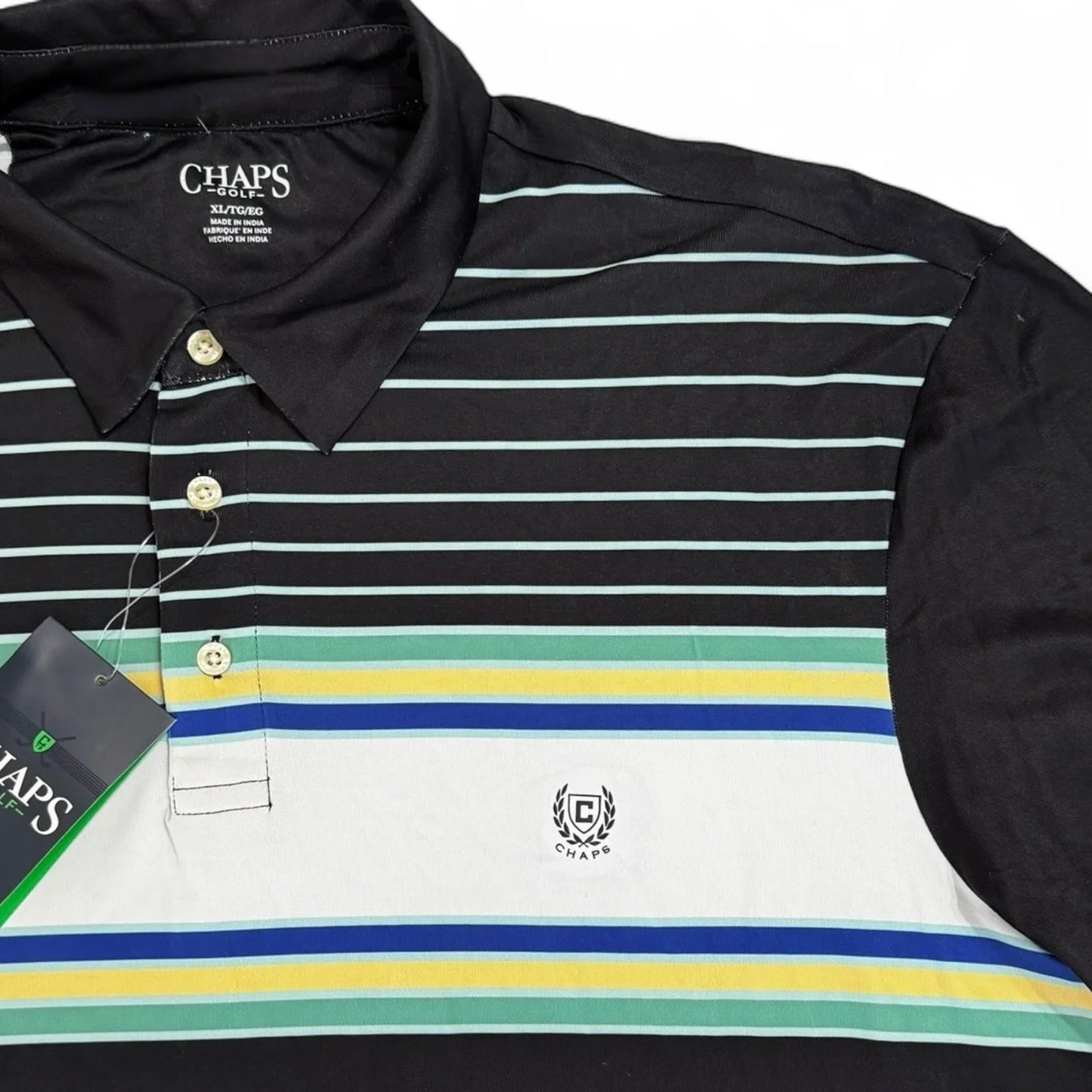 Chaps Men’s Golf Performance Polo – Black Multicolor 1/4 Zip, XL - Trendiez U ♥