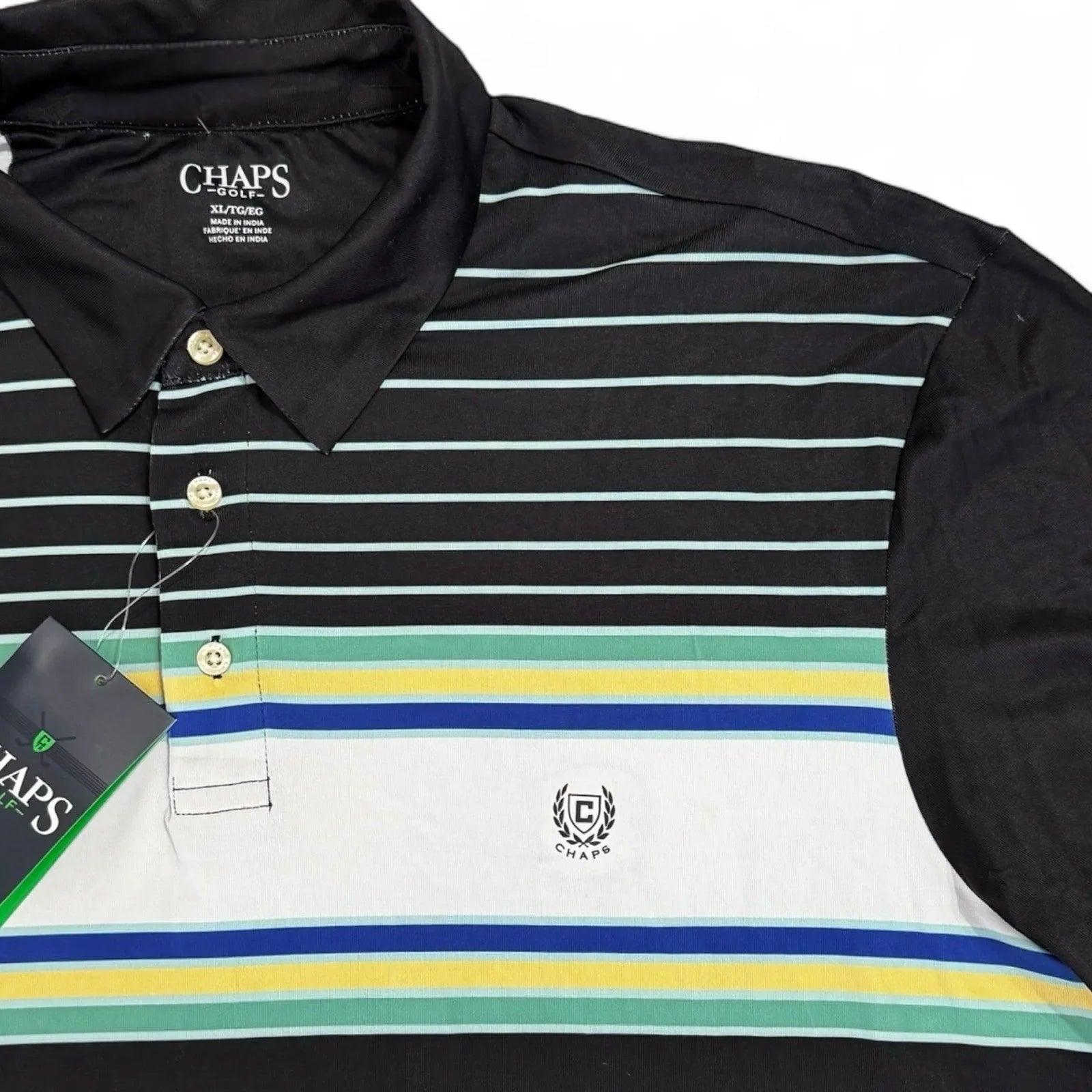 Chaps Men’s Golf Performance Polo – Black Multicolor 1/4 Zip, XL - Trendiez U ♥