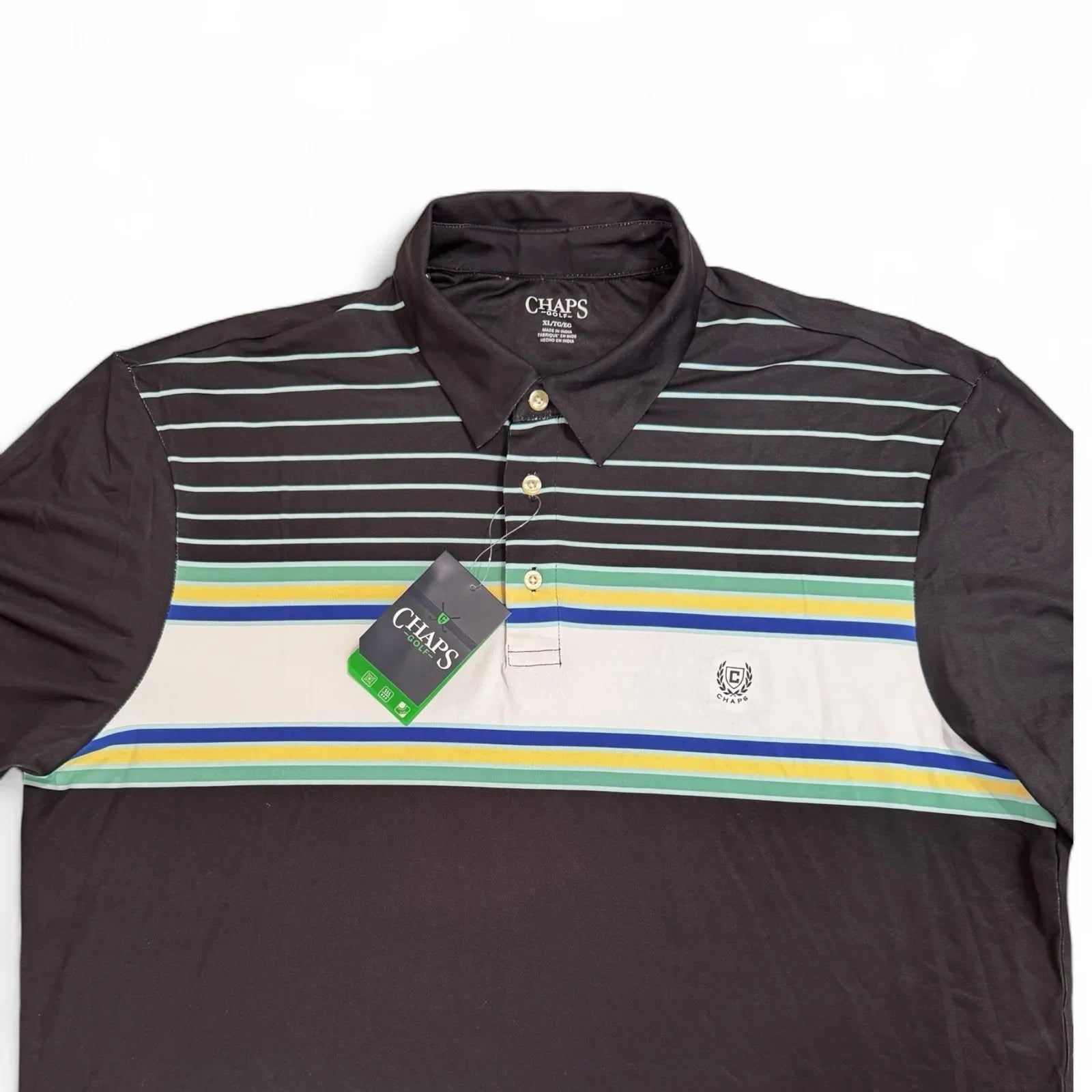 Chaps Men’s Golf Performance Polo – Black Multicolor 1/4 Zip, XL - Trendiez U ♥