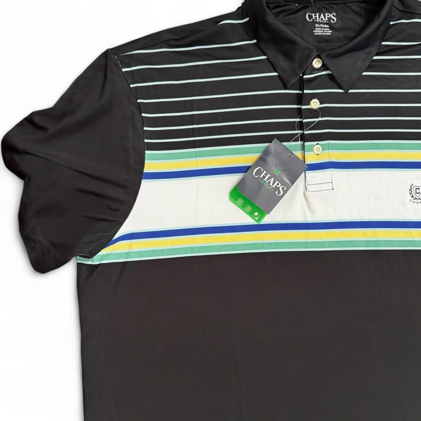 Chaps Men’s Golf Performance Polo – Black Multicolor 1/4 Zip, XL - Trendiez U ♥