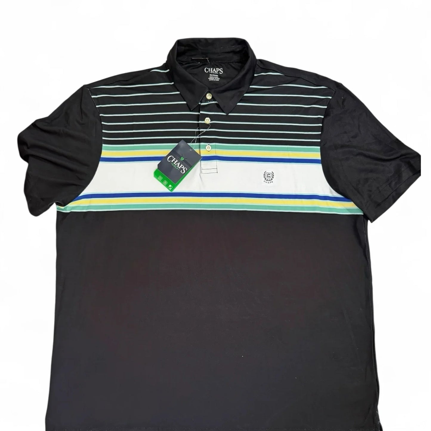 Chaps Men’s Golf Performance Polo – Black Multicolor 1/4 Zip, XL - Trendiez U ♥