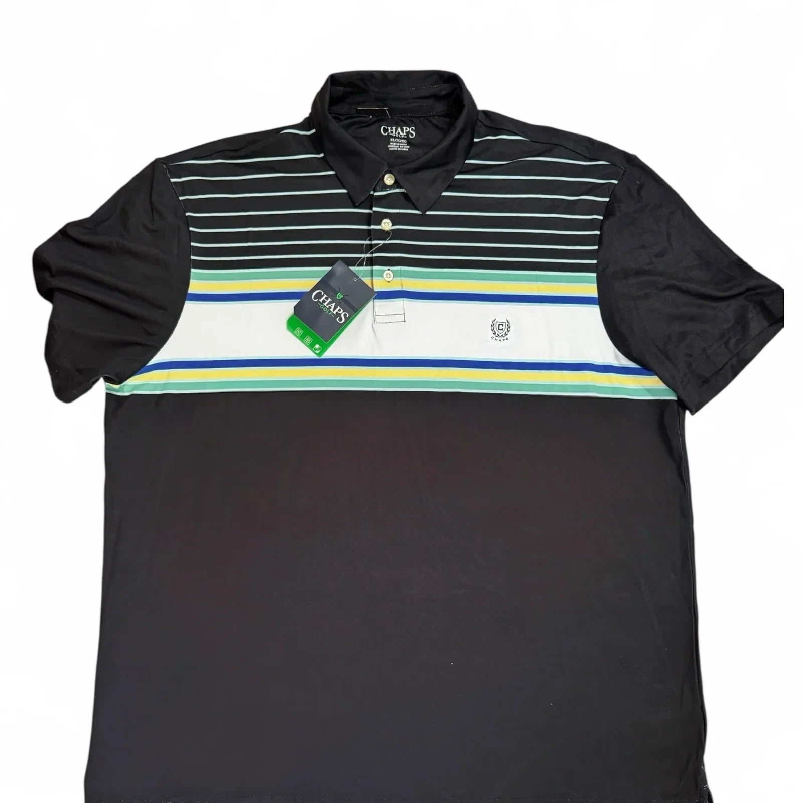 Chaps Men’s Golf Performance Polo – Black Multicolor 1/4 Zip, XL - Trendiez U ♥