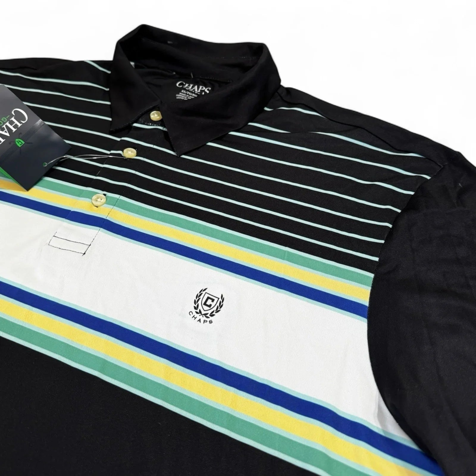 Chaps Men’s Golf Performance Polo – Black Multicolor 1/4 Zip, XL - Trendiez U ♥