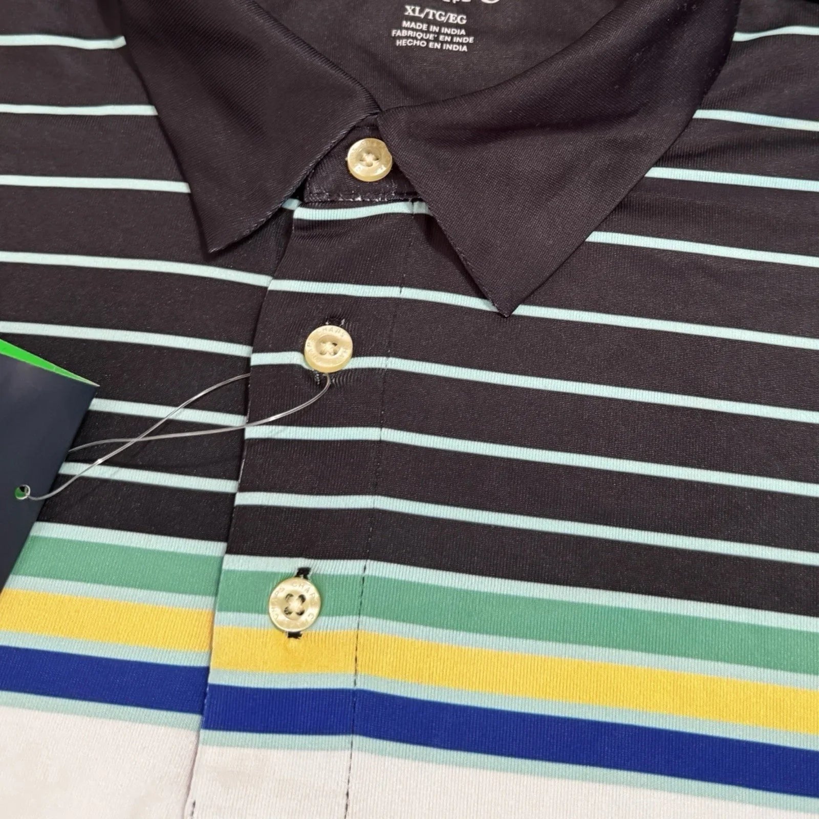 Chaps Men’s Golf Performance Polo – Black Multicolor 1/4 Zip, XL - Trendiez U ♥