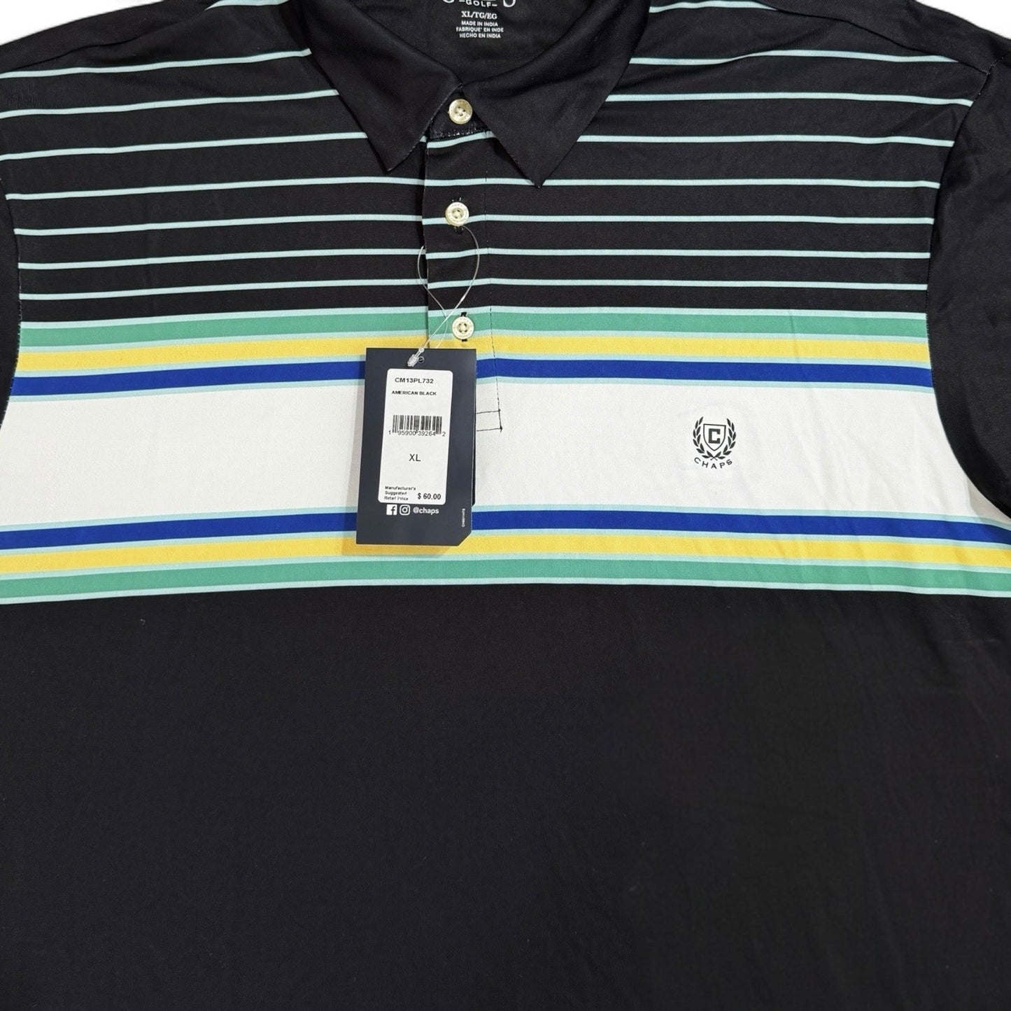 Chaps Men’s Golf Performance Polo – Black Multicolor 1/4 Zip, XL - Trendiez U ♥