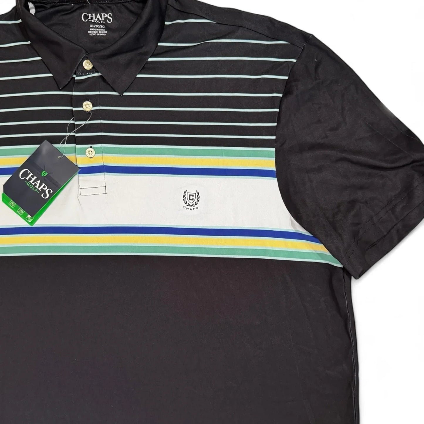 Chaps Men’s Golf Performance Polo – Black Multicolor 1/4 Zip, XL - Trendiez U ♥