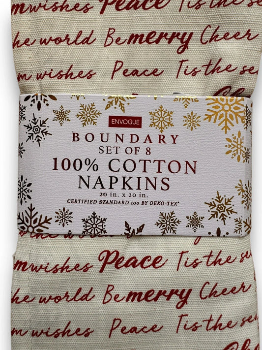 Christmas Table Napkins Set Of 8 20x20 Red Off-White Inspirational 100% Cotton - Trendiez U ♥