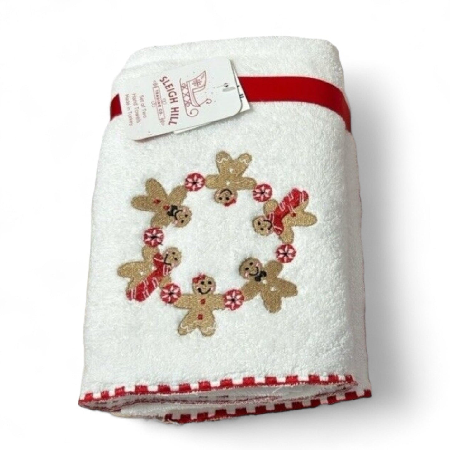 Christmas Towels, Sleigh Hill Christmas Hand Towels White Set of 2 Towels - Trendiez U ♥