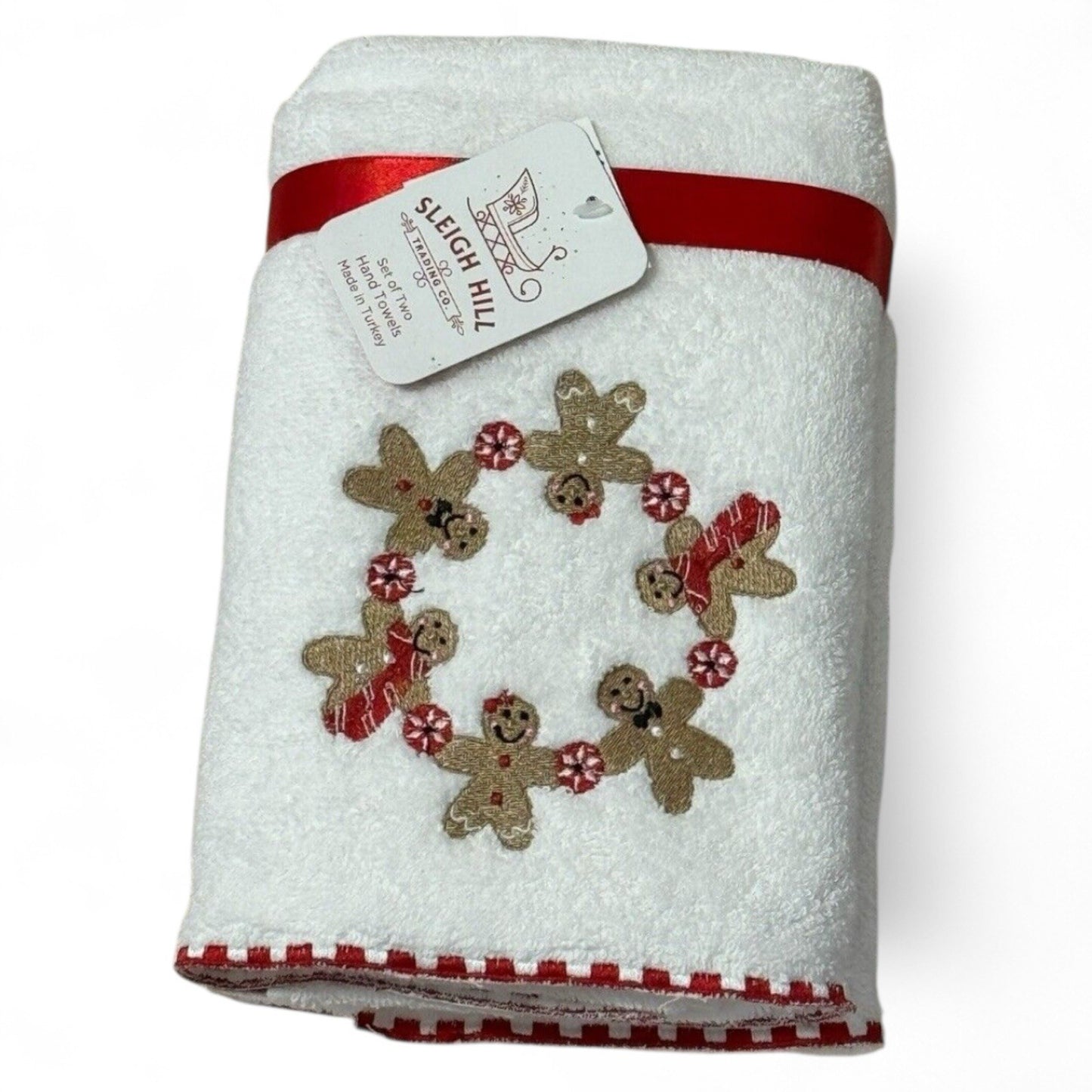 Christmas Towels, Sleigh Hill Christmas Hand Towels White Set of 2 Towels - Trendiez U ♥