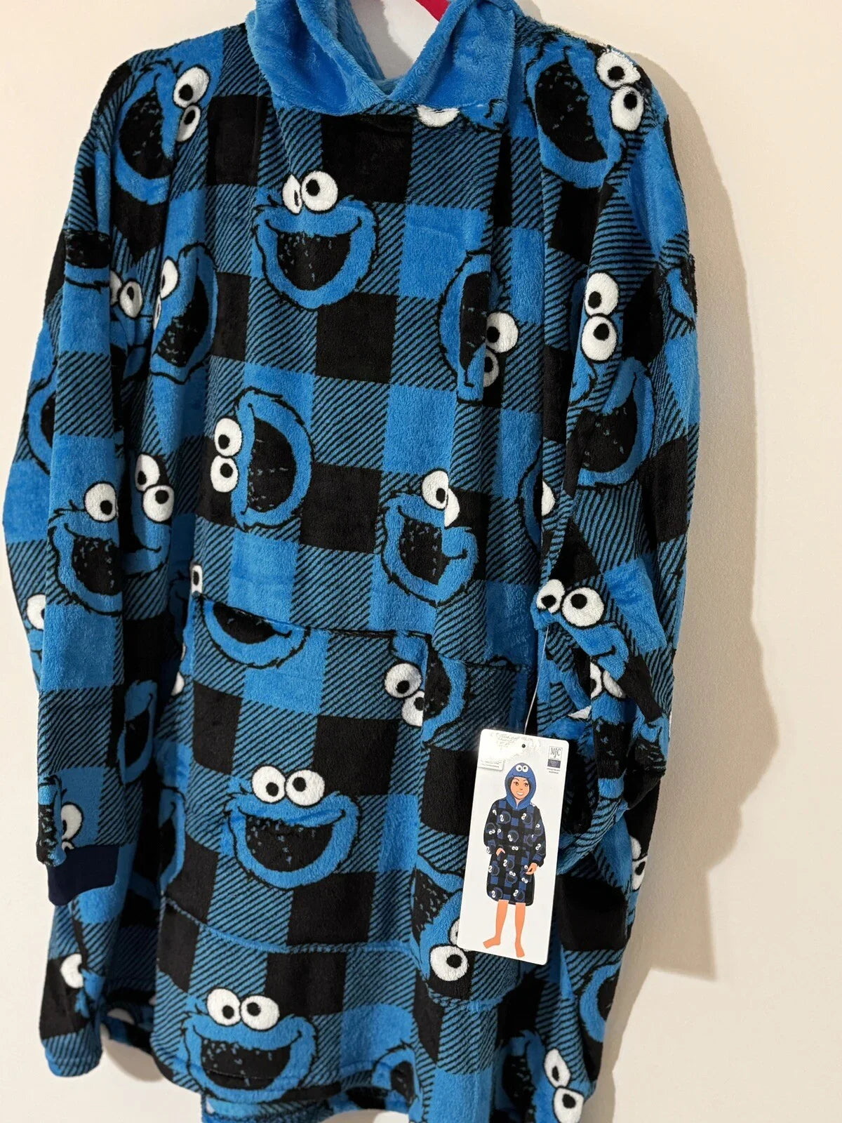 Cookie Monster Oversized Hooded One Piece Sleepwear Nwt - Trendiez U ♥