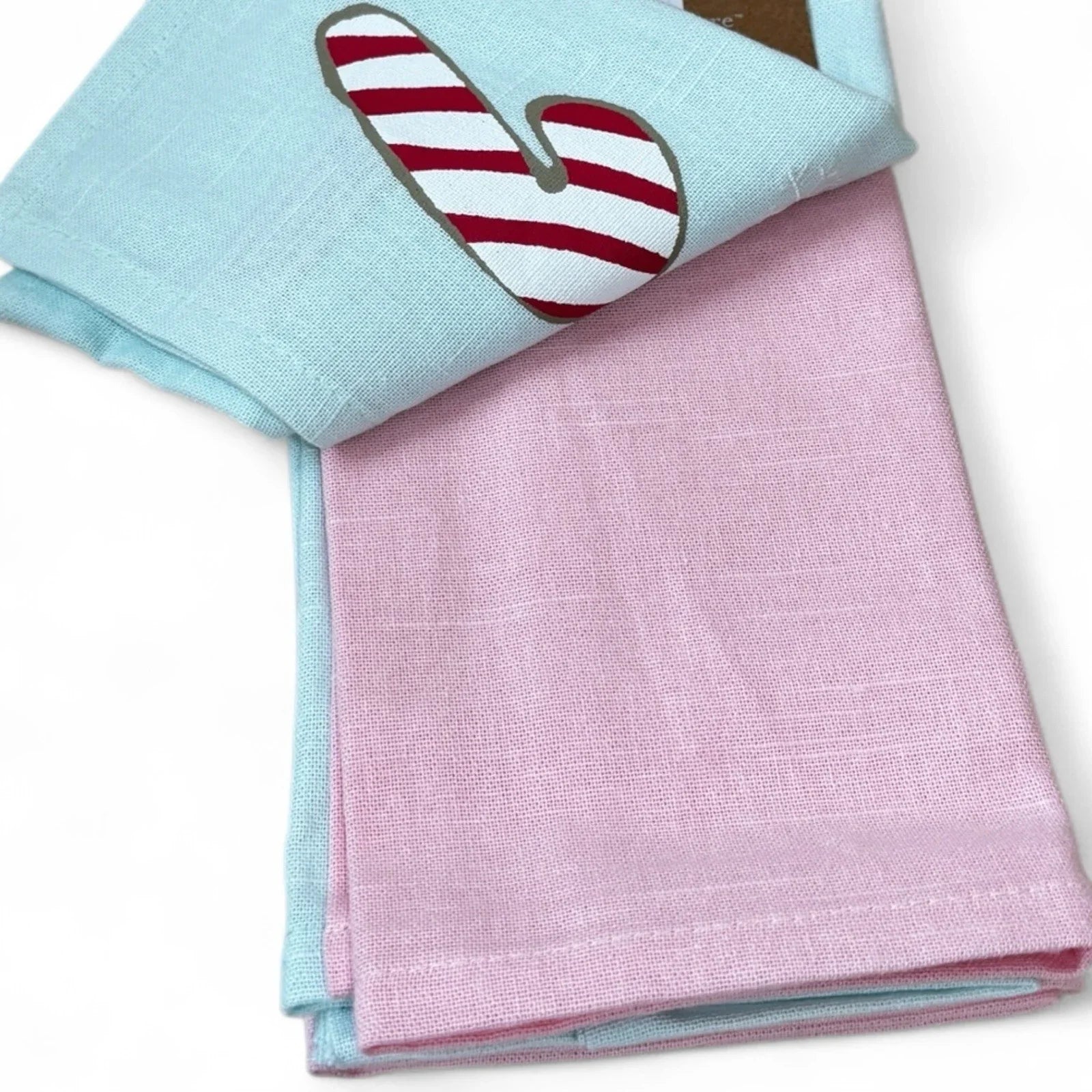 Cupcakes & Cashmere Christmas Pink Green Pastel Stitched Snowflake Napkins (4) - Trendiez U ♥