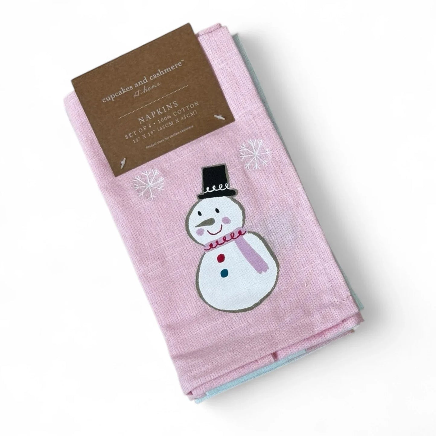 Cupcakes & Cashmere Christmas Pink Green Pastel Stitched Snowflake Napkins (4) - Trendiez U ♥