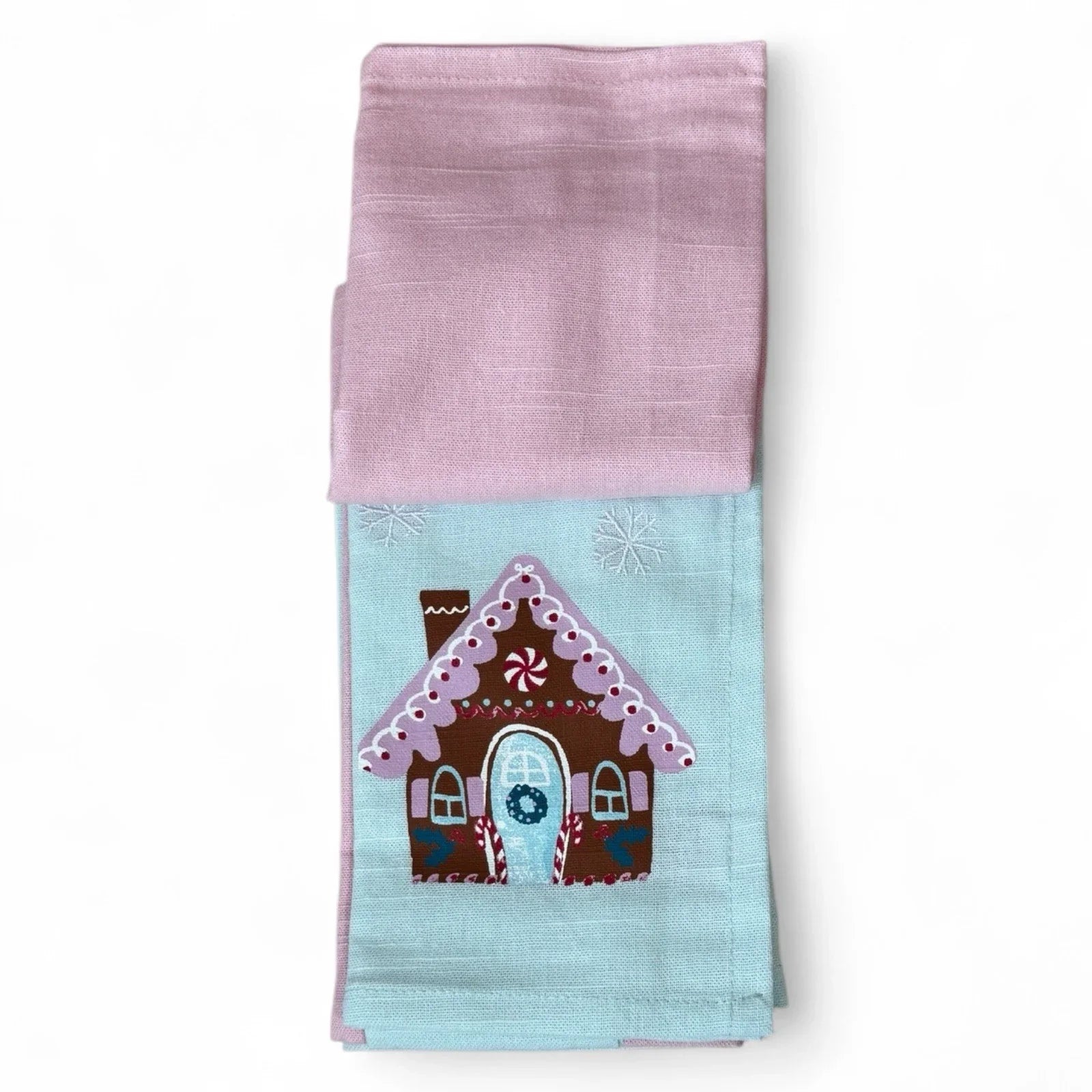 Cupcakes & Cashmere Christmas Pink Green Pastel Stitched Snowflake Napkins (4) - Trendiez U ♥