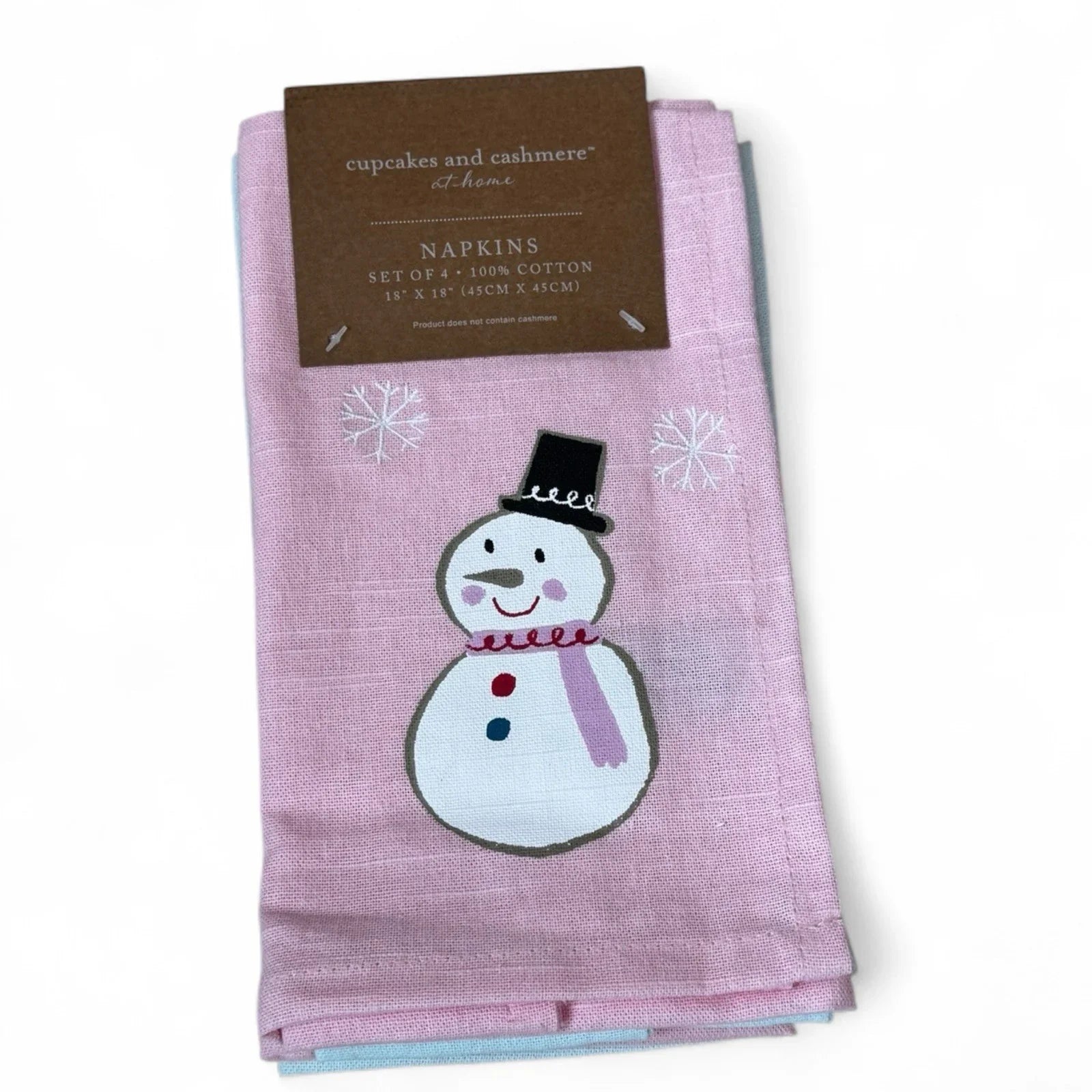 Cupcakes & Cashmere Christmas Pink Green Pastel Stitched Snowflake Napkins (4) - Trendiez U ♥