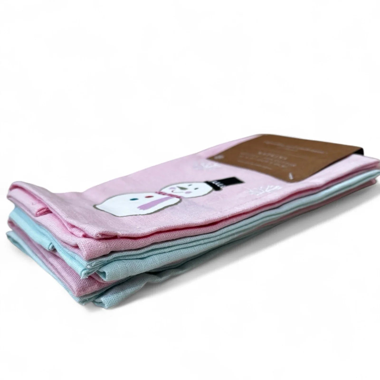 Cupcakes & Cashmere Christmas Pink Green Pastel Stitched Snowflake Napkins (4) - Trendiez U ♥