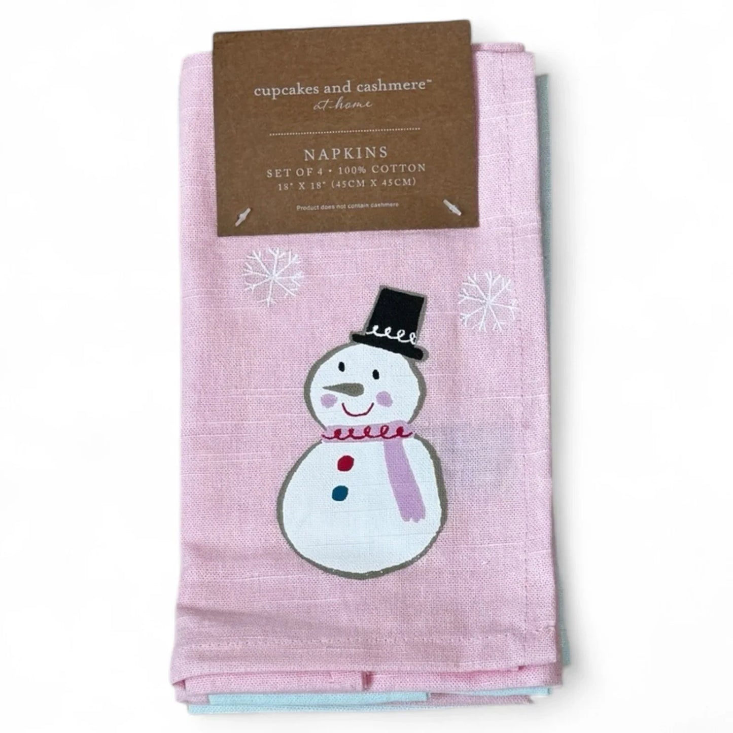 Cupcakes & Cashmere Christmas Pink Green Pastel Stitched Snowflake Napkins (4) - Trendiez U ♥