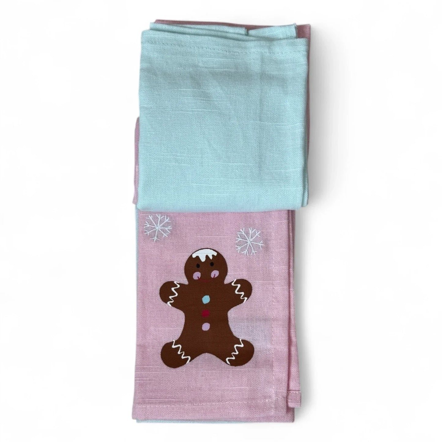 Cupcakes & Cashmere Christmas Pink Green Pastel Stitched Snowflake Napkins (4) - Trendiez U ♥