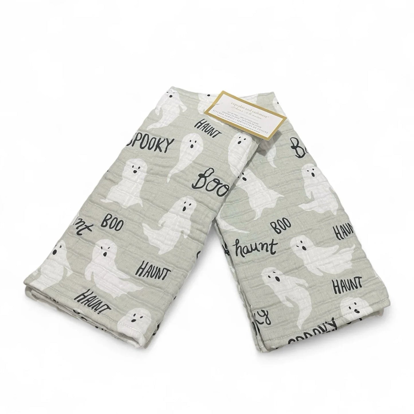 Cupcakes and Cashmere Ghosts Kitchen Towel Set 2-Piece Halloween Cottage - Trendiez U ♥