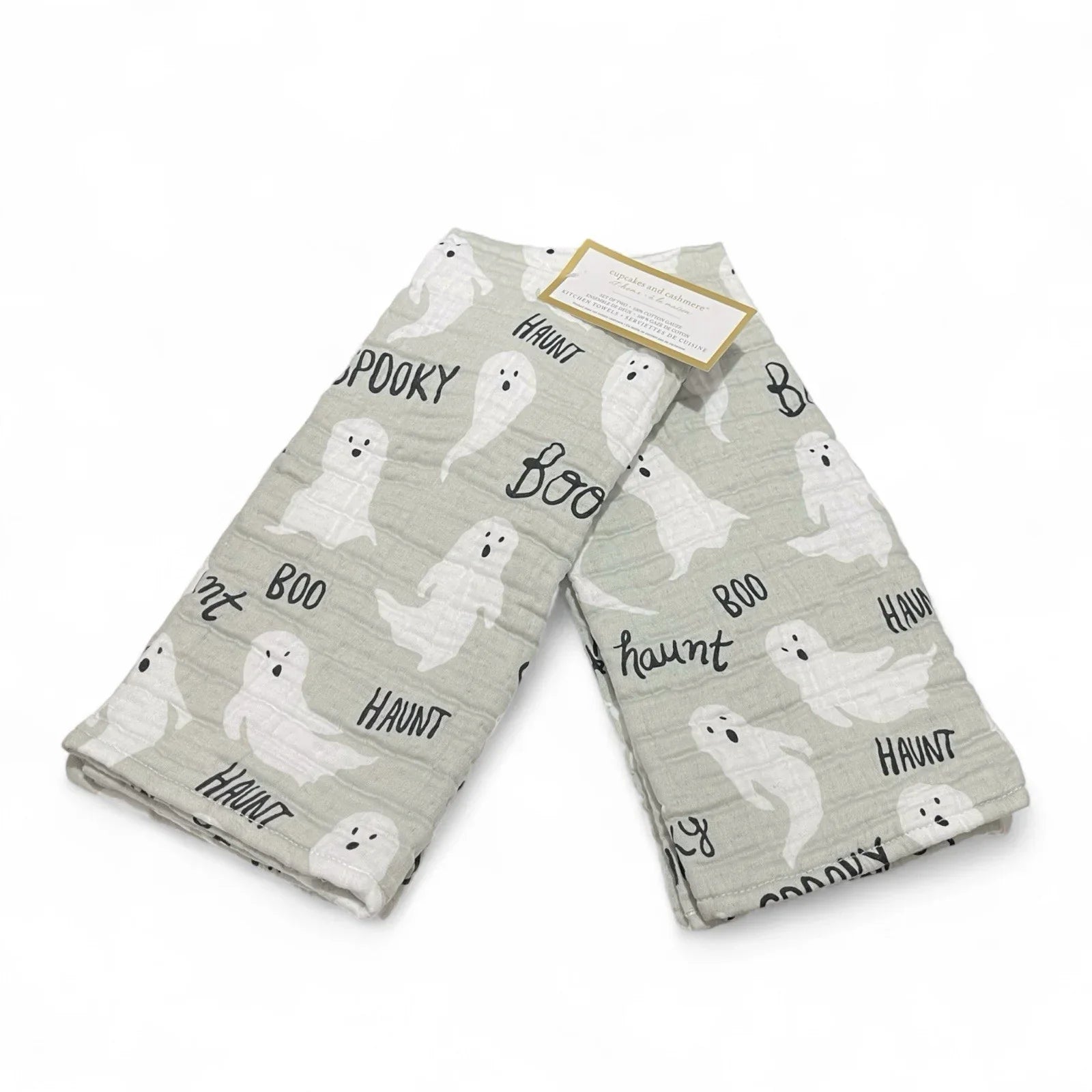 Cupcakes and Cashmere Ghosts Kitchen Towel Set 2-Piece Halloween Cottage - Trendiez U ♥