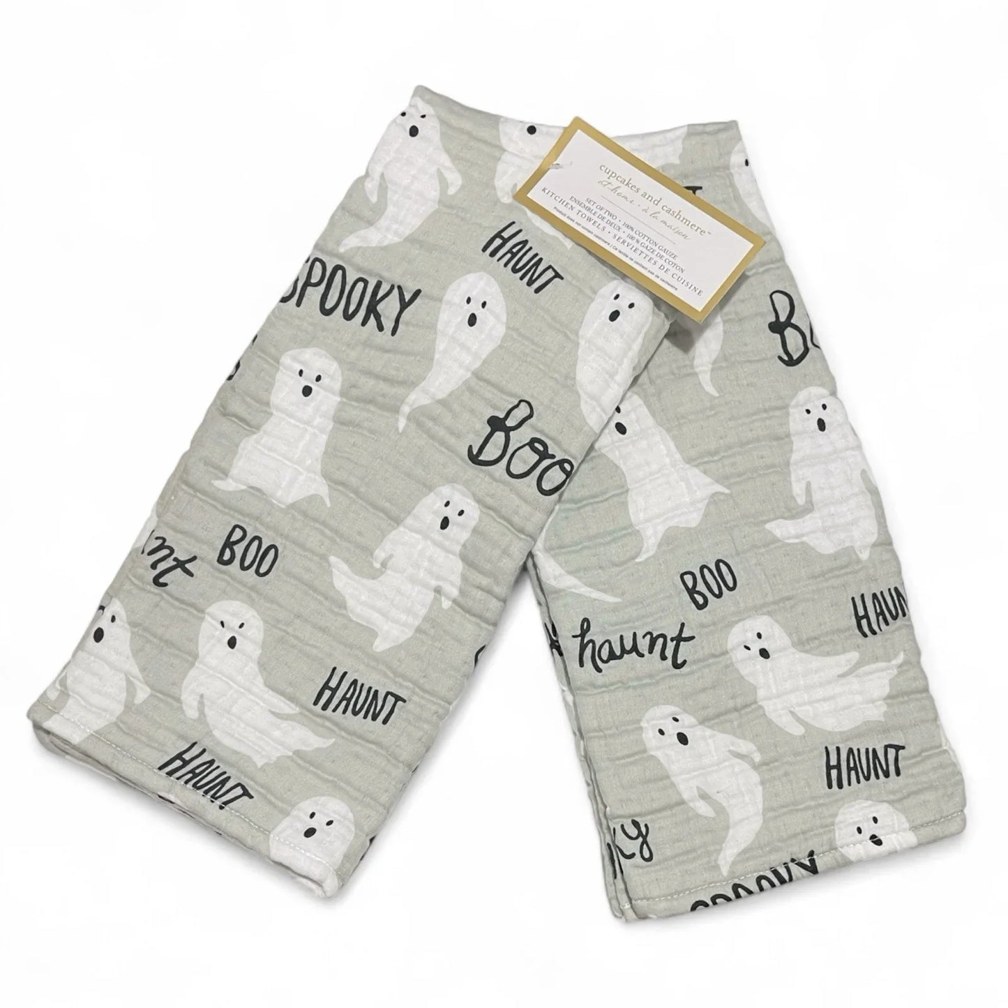 Cupcakes and Cashmere Ghosts Kitchen Towel Set 2-Piece Halloween Cottage - Trendiez U ♥