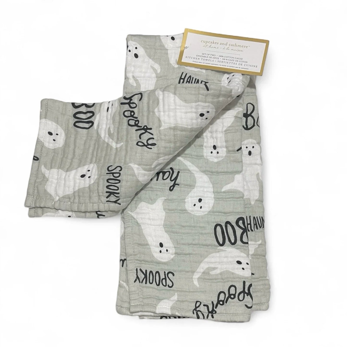 Cupcakes and Cashmere Ghosts Kitchen Towel Set 2-Piece Halloween Cottage - Trendiez U ♥