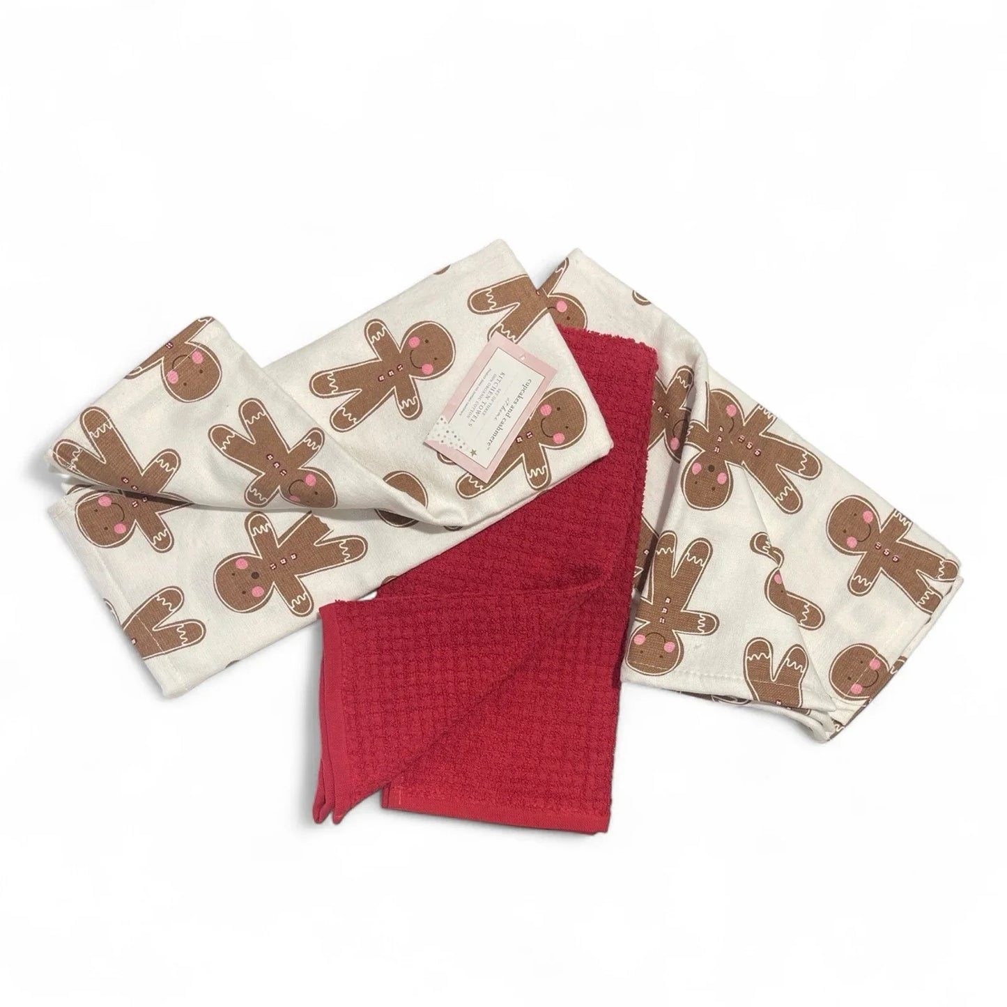 Cupcakes and Cashmere Gingerbread Christmas Man Kitchen Towel Set of 3 - Trendiez U ♥