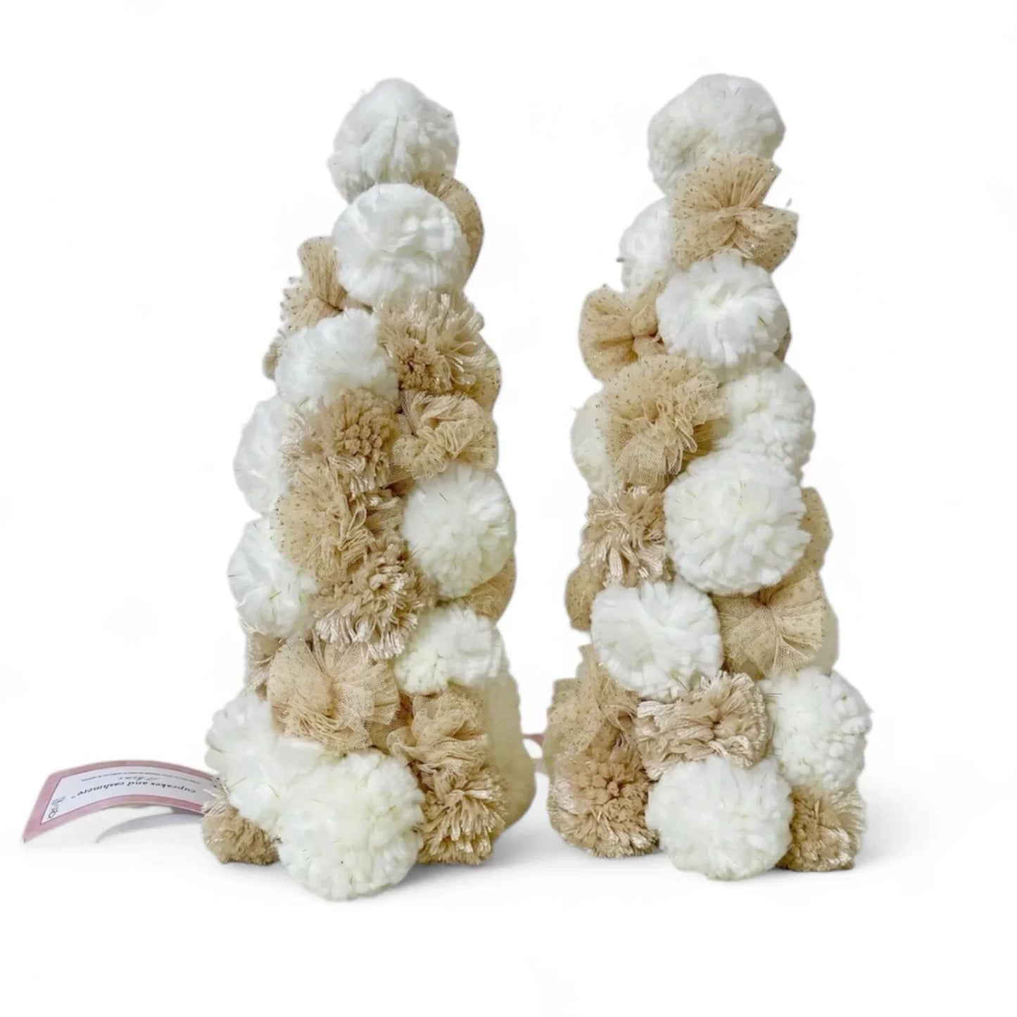 Cupcakes and Cashmere Gold Pom Pom Christmas Tree – 2 Piece Set 14" - Trendiez U ♥